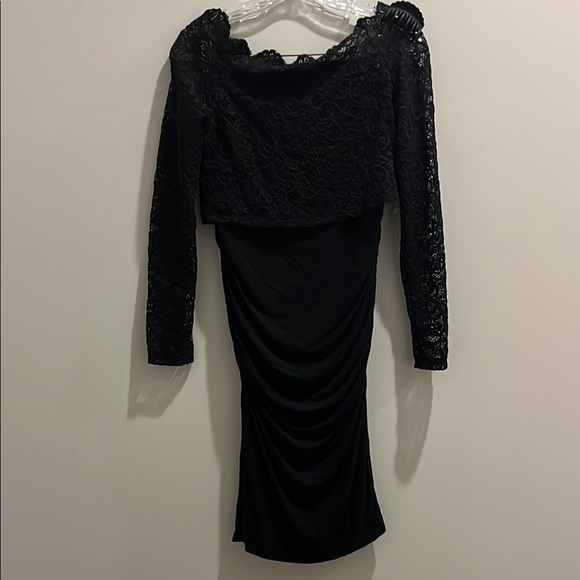 Maternity Black Bodycon with Longsleeve Lace Overlay Dress Size XS - Picture 2 of 12